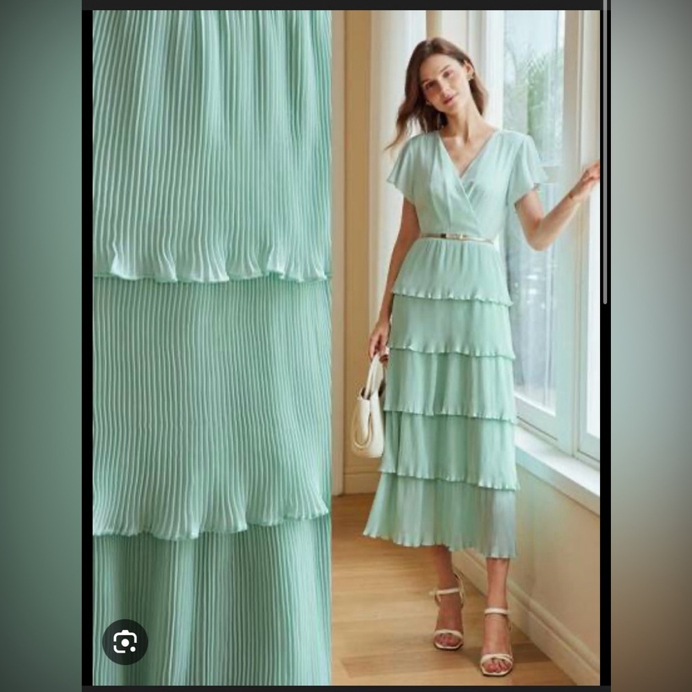 MOTF Mint Layered Midi Dress